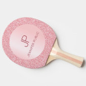 Raquette De Ping Pong Monogramme d'or Rose personnalisé Moderne Élégant (Côté)