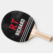 Raquette De Ping Pong Monogramme du joueur cool (nom + initiales) noir v (Côté)