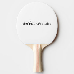 Raquette De Ping Pong Monogramme Élégant Art Moderne Minimaliste Blanc S