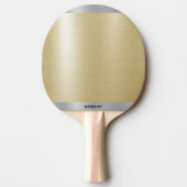 Raquette De Ping Pong Monogramme en argent métallique minimal (Devant)