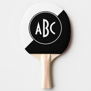 Raquette De Ping Pong Monogramme en bloc de couleur diagonale noir et bl