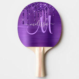 Raquette De Ping Pong Monogramme en métal brossé à la Parties scintil