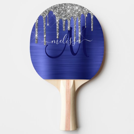 Raquette De Ping Pong Monogramme en métal brosse à Parties scintillant à (Devant)