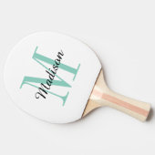 Raquette De Ping Pong Monogramme et nom Aqua Personnalisé (Côté)