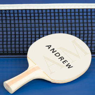 Raquette De Ping Pong Monogramme et nom beige clair moderne