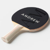 Raquette De Ping Pong Monogramme et nom bleu élégant (Devant Angle)