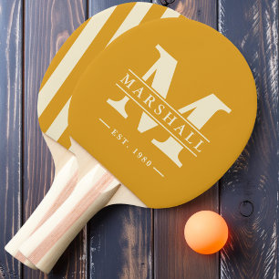 Raquette De Ping Pong Monogramme et nom en superposition rayée Carthame