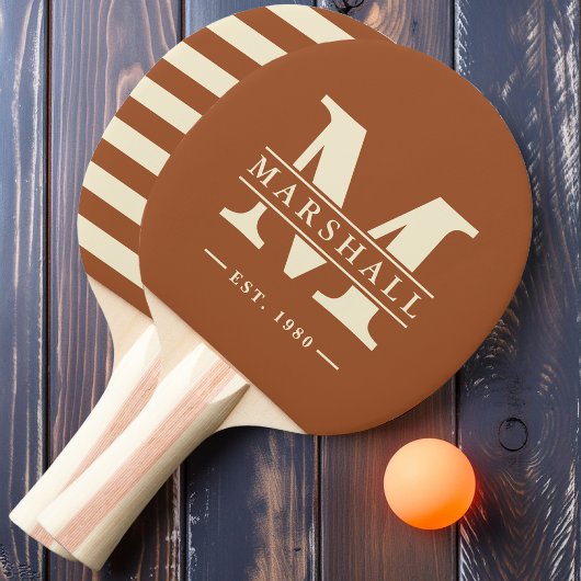 Raquette De Ping Pong Monogramme et nom Overlay Polo Desert Sun