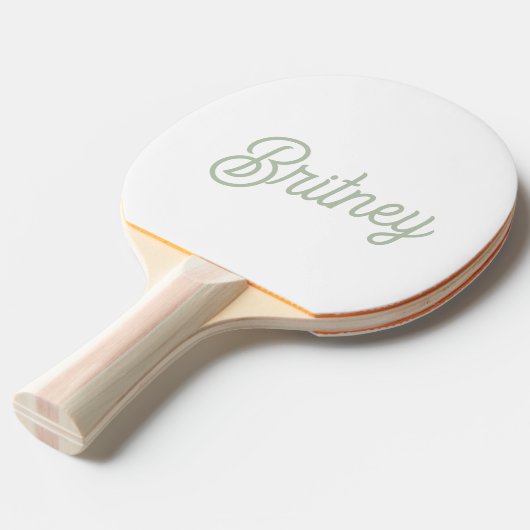 Raquette De Ping Pong Monogramme et nom personnalisés de Sage Vert moder (Devant Angle)