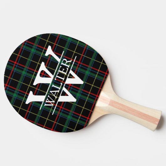 Raquette De Ping Pong Monogramme et nom personnalisés Plaqué foncé (Côté)