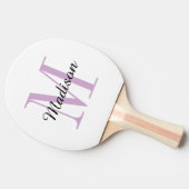 Raquette De Ping Pong Monogramme et nom pourpre Personnalisé (Côté)