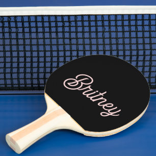 Raquette De Ping Pong Monogramme et nom rose pâle moderne