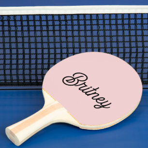 Raquette De Ping Pong Monogramme et nom rose pâle moderne