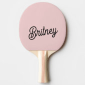 Raquette De Ping Pong Monogramme et nom rose pâle moderne (Devant)