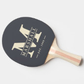 Raquette De Ping Pong Monogramme et nom superposé gris méditerranéen (Côté)
