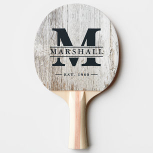Raquette De Ping Pong Monogramme et nom superposés blanchis à la chaux e