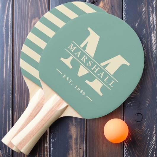 Raquette De Ping Pong Monogramme et nom superposition Polo Aqua Reef