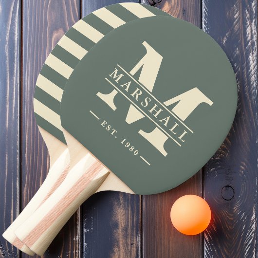 Raquette De Ping Pong Monogramme et nom superposition Polo gris chaud
