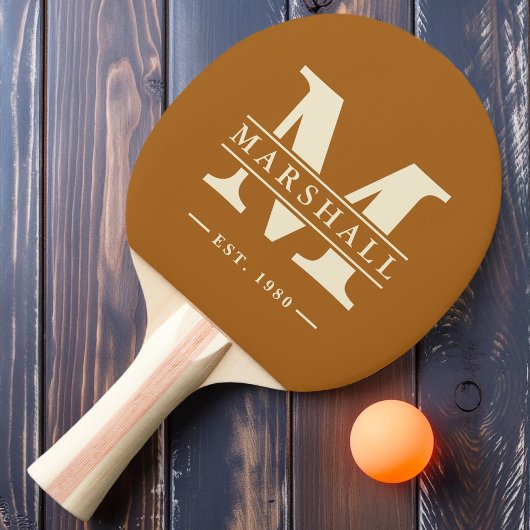 Raquette De Ping Pong Monogramme et nom superposition sable brûlé