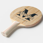 Raquette De Ping Pong Monogramme et superposition de nom en bambou blanc (Devant Angle)