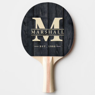 Raquette De Ping Pong Monogramme et superposition de nom en bois brûlé f