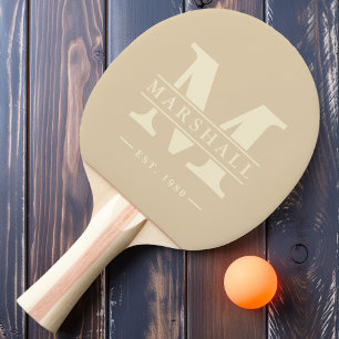 Raquette De Ping Pong Monogramme et superposition de nom Sand Dune