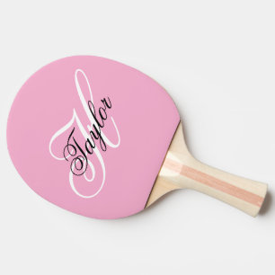 Raquette De Ping Pong Monogramme fantaisie noir et blanc Rose