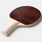 Raquette De Ping Pong Monogramme Faux Cuir Brown Embossé (Devant Angle)
