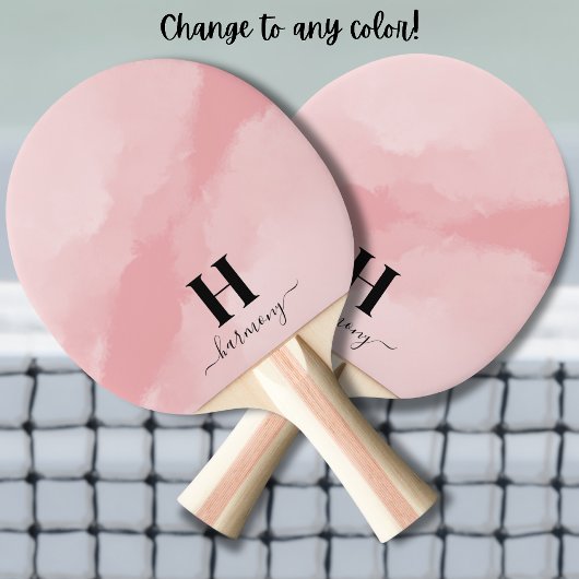 Raquette De Ping Pong Monogramme Féminin Rose Fardé
