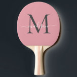 Raquette De Ping Pong Monogramme feminin rose rose-rose<br><div class="desc">Moderne élégant rose pâle rose pâle rose rose gris monogramme élégant Nom de script Ping Pong Paddle</div>