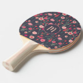 Raquette De Ping Pong Monogramme floral foncé (Devant Angle)