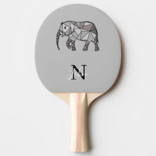 Raquette De Ping Pong Monogramme Graphique mignon Eléphant Noir personna