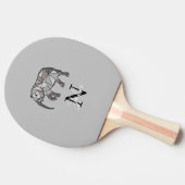 Raquette De Ping Pong Monogramme Graphique mignon Eléphant Noir personna (Côté)