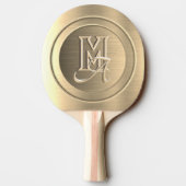 Raquette De Ping Pong Monogramme gravé en acier métal d'or (Dos)