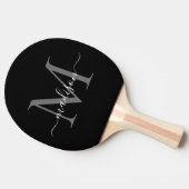 Raquette De Ping Pong Monogramme gris argenté noir Nom élégant du script (Côté)