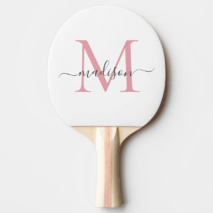 Raquette De Ping Pong Monogramme gris rose pâle simple