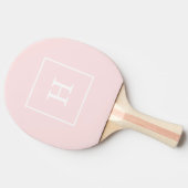 Raquette De Ping Pong Monogramme Initial Cadre Rose Clair Blanc (Côté)