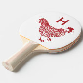 Raquette De Ping Pong Monogramme initial de poulets (Devant Angle)
