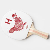 Raquette De Ping Pong Monogramme initial de poulets (Côté)
