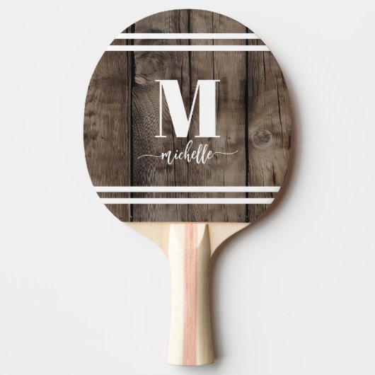 Raquette De Ping Pong Monogramme initial du bois (Devant)