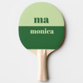Raquette De Ping Pong Monogramme initial en écriture vert sauge (Dos)