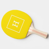 Raquette De Ping Pong Monogramme initial encadré blanc jaune (Côté)