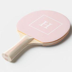 Raquette De Ping Pong Monogramme initial encadré blanc rose clair