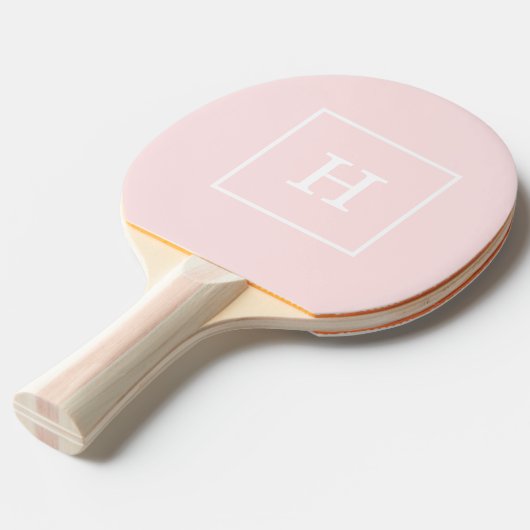 Raquette De Ping Pong Monogramme initial encadré blanc rose clair (Devant Angle)