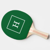 Raquette De Ping Pong Monogramme initial encadré blanc vert de forêt (Côté)