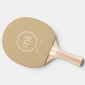 Raquette De Ping Pong Monogramme Initial Minimal Neutre Beige & Blanc (Côté)