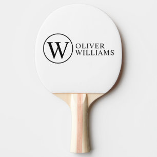 Raquette De Ping Pong Monogramme initial W personnalisé blanc