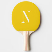 Raquette De Ping Pong Monogramme initiale moderne jaune et blanc (Devant)