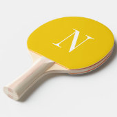 Raquette De Ping Pong Monogramme initiale moderne jaune et blanc (Devant Angle)