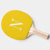 Raquette De Ping Pong Monogramme initiale moderne jaune et blanc (Côté)